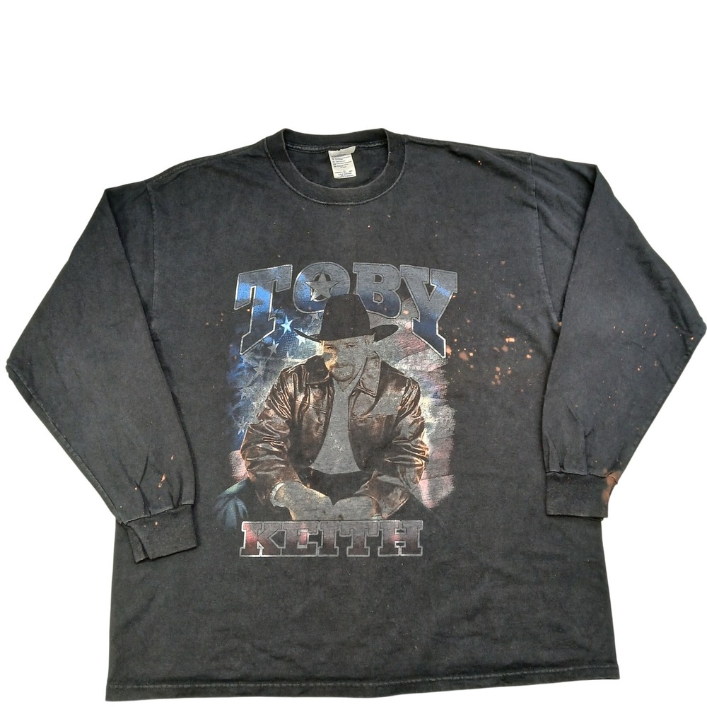 Vintage Toby Keith‎ Unleashed 2003 Tour Shirt Mens XL Black Long Sleeve Graphic